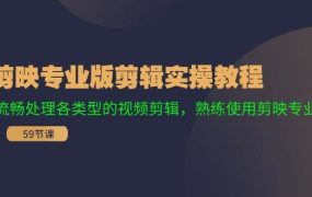 剪映专业版剪辑实操教程:流畅处理各类型的视频剪辑,熟练使用剪映专业版-荔枝网络