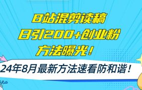 B站混剪读稿日引200+创业粉方法4.0曝光,24年8月最新方法Ai一键操作 速...-荔枝网络
