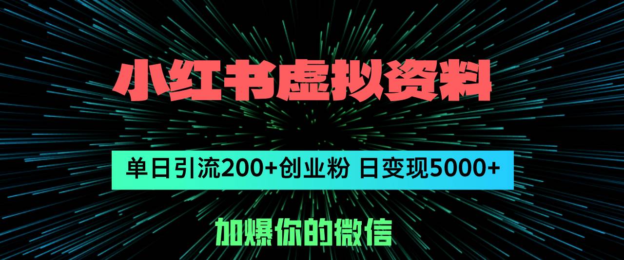 小红书虚拟资料日引流200+创业粉，单日变现5000+-荔枝网络