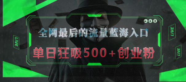 全网最后的流量蓝海入口，半小时引流50+创业粉，单日狂吸500+创业粉-荔枝网络