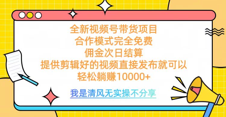 全网最新视频号带货，完全免费合作，佣金次日结算，轻松躺赚10000+-荔枝网络