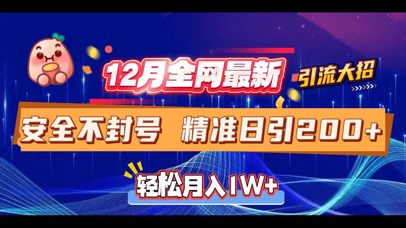12月全网最新引流大招 安全不封号 日引精准粉200+-荔枝网络