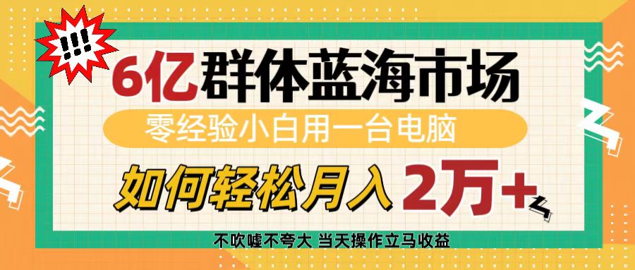 6亿群体蓝海市场，零经验小白用一台电脑，如何轻松月入2万+-荔枝网络