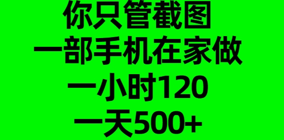 你只管截图，一部手机在家做，一小时120，一天500+-荔枝网络