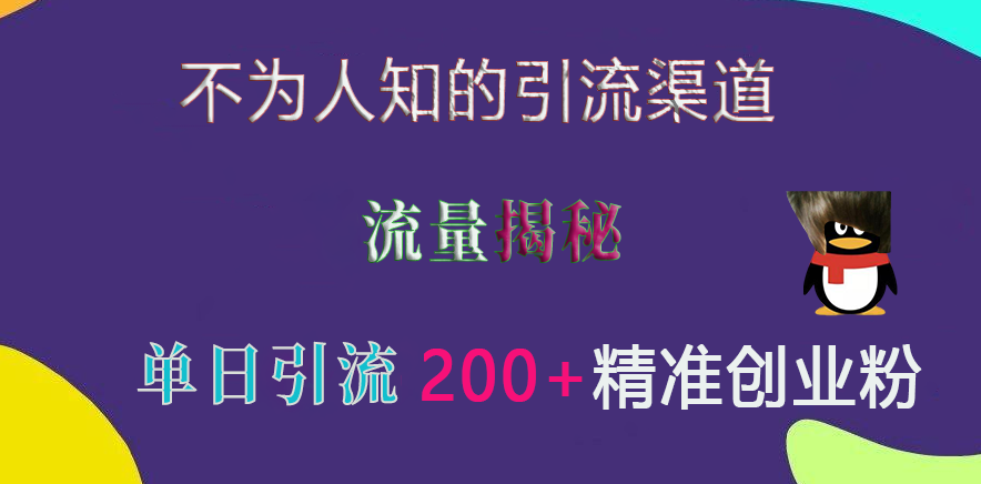 不为人知的引流渠道，流量揭秘，实测单日引流200+精准创业粉-荔枝网络