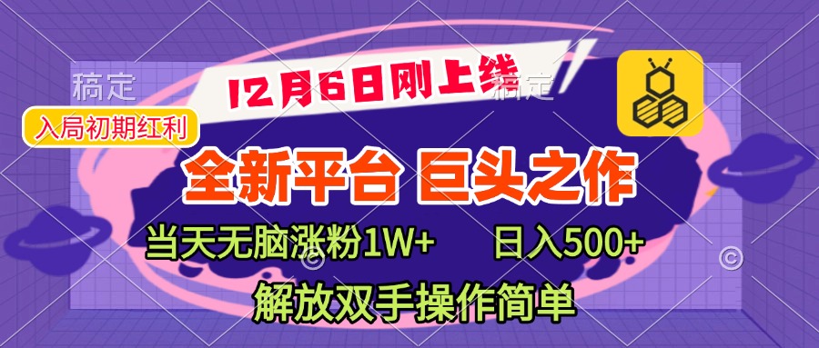 全新引流平台，巨头之作，当天无脑涨粉1W+，日入现500+，解放双手操作简单-荔枝网络