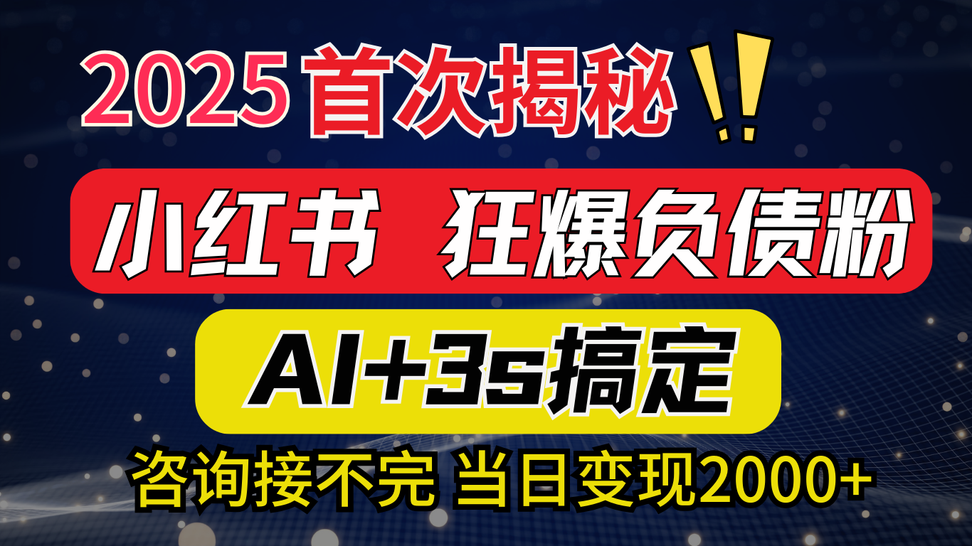 2025引流天花板：最新小红书狂暴负债粉思路，咨询接不断，当日入2000+-荔枝网络