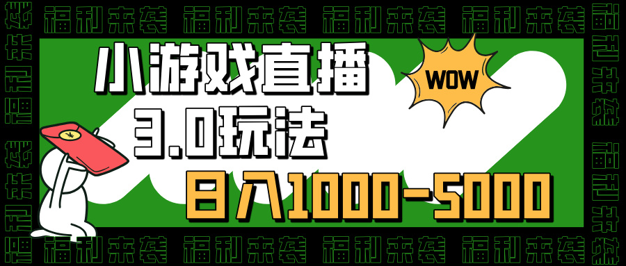 小游戏直播3.0玩法，日入1000-5000，小白也能操作-荔枝网络