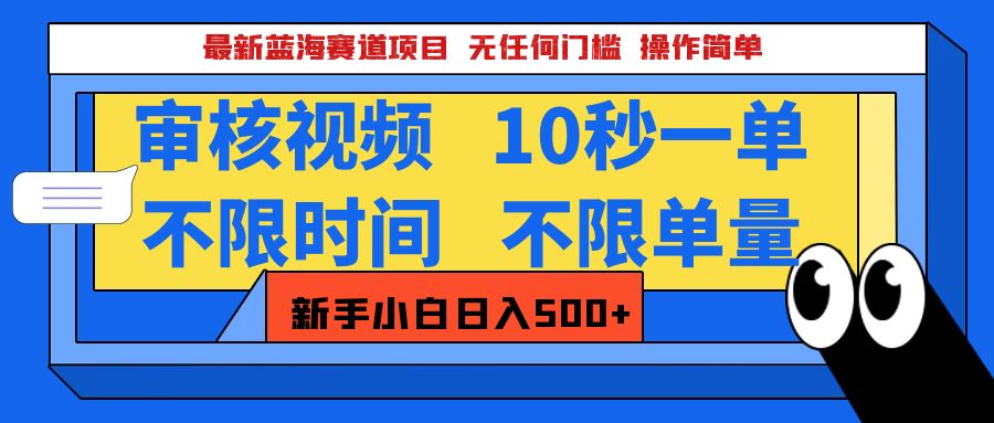 最新蓝海赛道项目,视频审核玩法,10秒一单,不限时间,不限单量,新手小白一天500+-荔枝网络