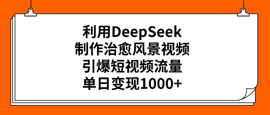 利用DeepSeek制作治愈风景视频，引爆短视频流量，单日变现1000+-荔枝网络