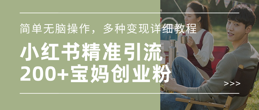 小红书精准日引200+宝妈创业粉，简单无脑操作，多种变现详细教程-荔枝网络