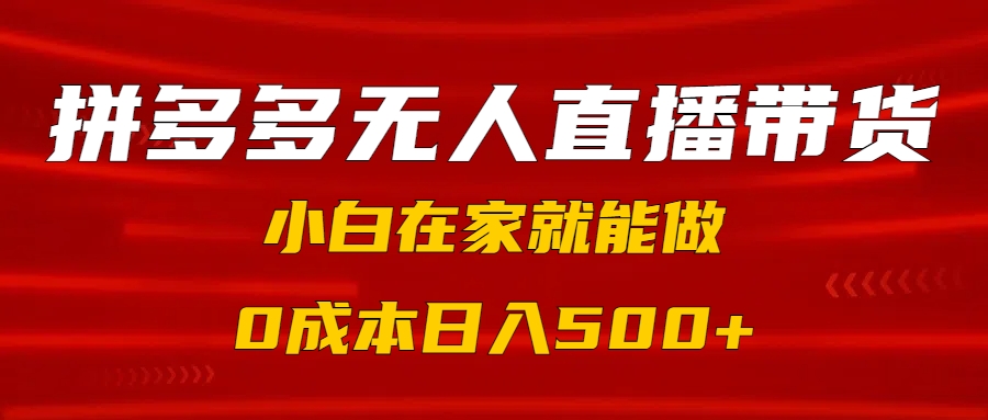 拼多多无人直播带货，小白在家就能做，0成本日入500+-荔枝网络