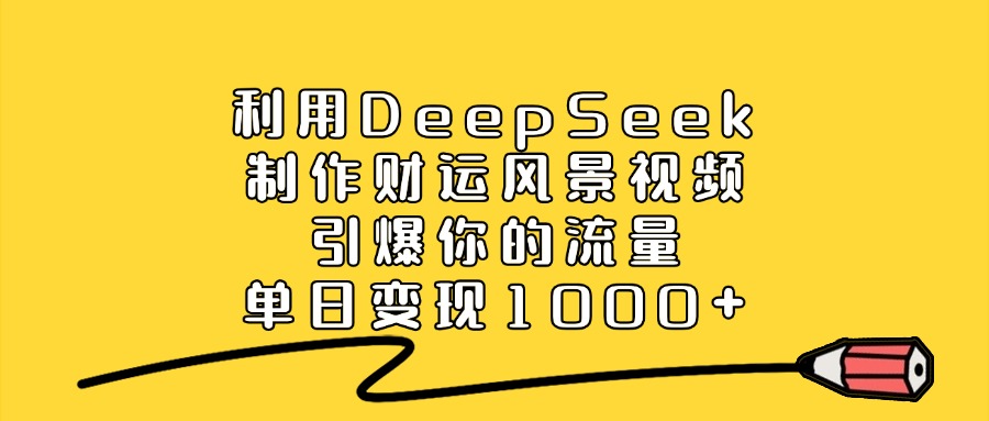 利用DeepSeek制作财运风景视频，引爆你的流量，单日变现1000+-荔枝网络