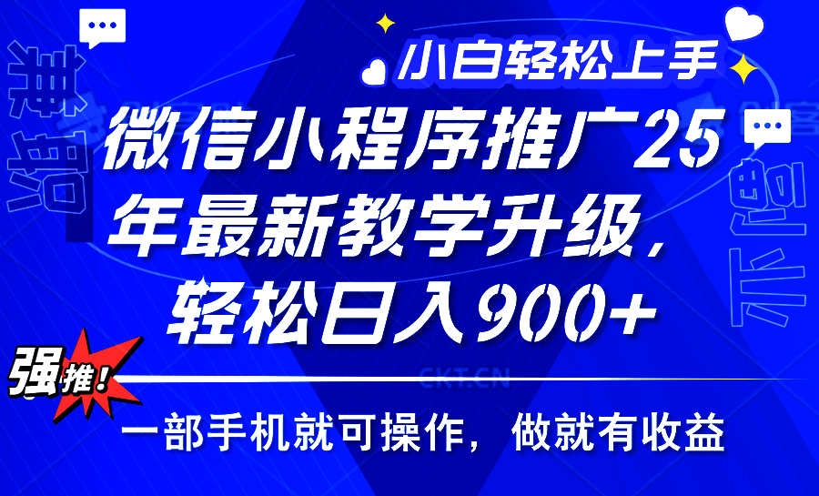 25年微信小程序推广，最新玩法，保底日入900+，一部手机就可操作-荔枝网络