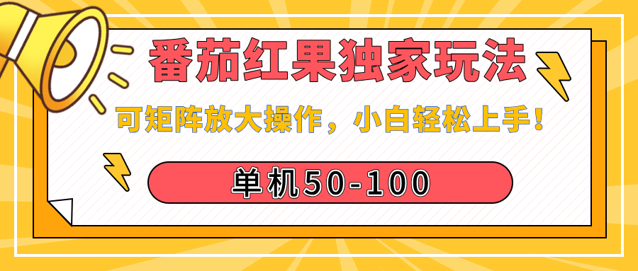 番茄红果独家玩法，单机50-100，可矩阵放大操作，小白轻松上手！-荔枝网络