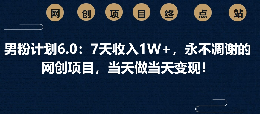 男粉计划6.0：7天收入1W+，永不凋谢的网创项目，当天做当天变现！-荔枝网络