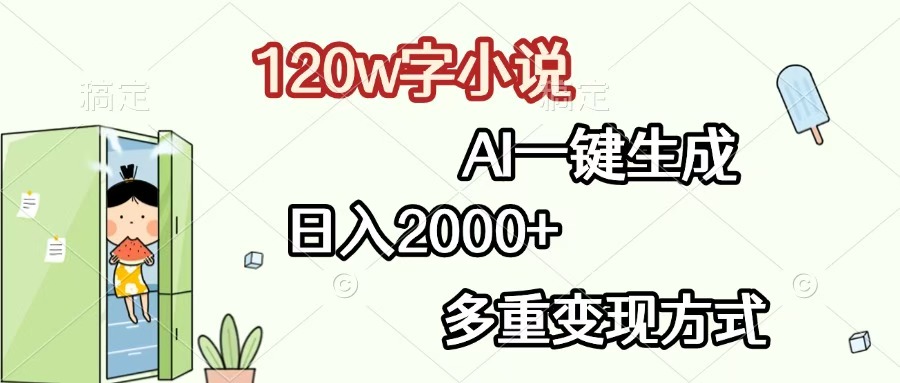 120w字小说，AI一键生成，日入2000+，多重变现方式-荔枝网络