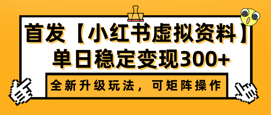 首发【小红书虚拟资料】全新升级玩法，可矩阵操作，单日稳定变现300+-荔枝网络