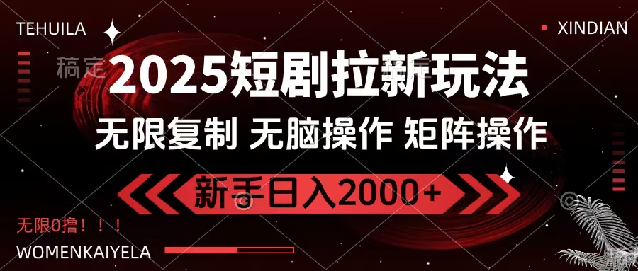 2025短剧拉新玩法，无需注册登录，无限0撸，无脑批量操作日入2000+-荔枝网络