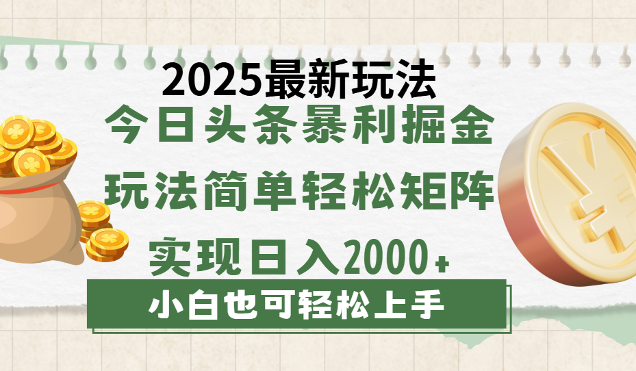 今日头条2025最新玩法，思路简单，复制粘贴，轻松实现矩阵日入2000+-荔枝网络