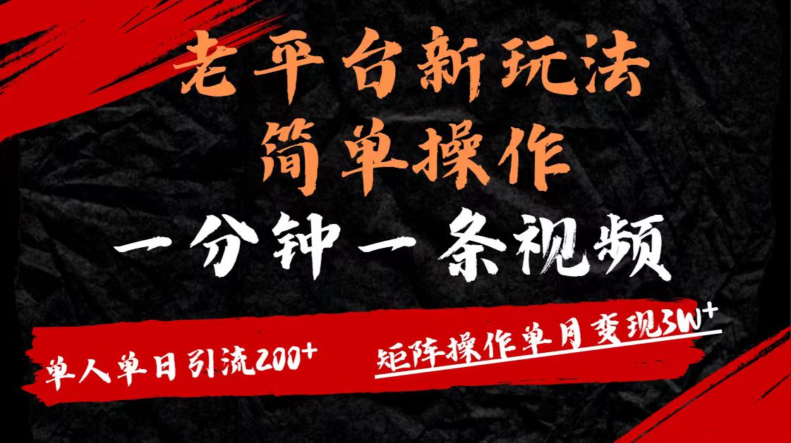 老平台，新玩法，简单操作，一分钟一条视频，单人单人引流200+矩阵操作，单月变现3W-荔枝网络