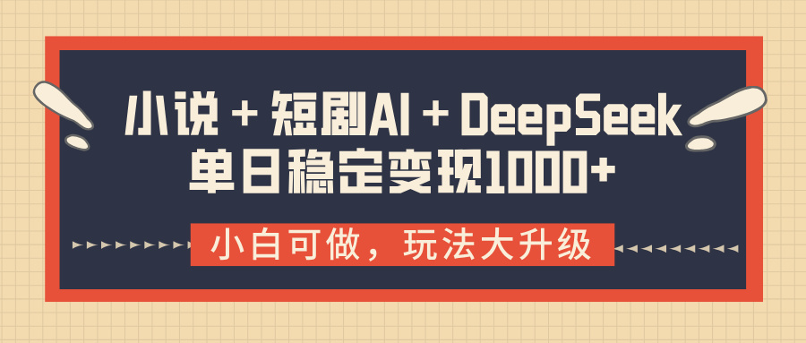 小说＋短剧AI＋DeepSeek结合变现，单日稳定变现1000+-荔枝网络