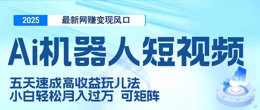 二零二五最新网赚变现风口，Ai 机器人短视频，五天速成高收益玩儿法，小白轻松月入过万，可矩阵-荔枝网络