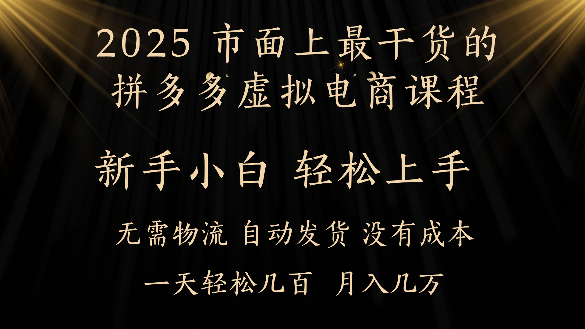 25年最干货的拼多多虚拟电商课程，小白轻松上手，月入过万只是门槛！虚拟电商，如皓月见青天！-荔枝网络