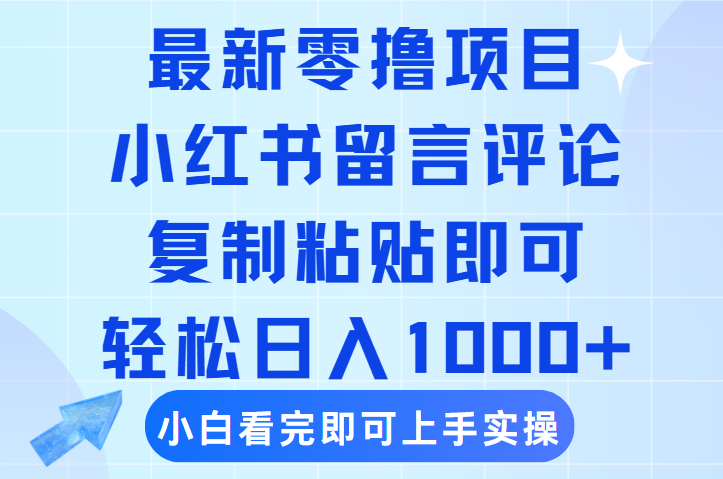 最新零撸小项目,小红书留言评论,复制粘贴即可赚钱,轻松日入1000+-荔枝网络