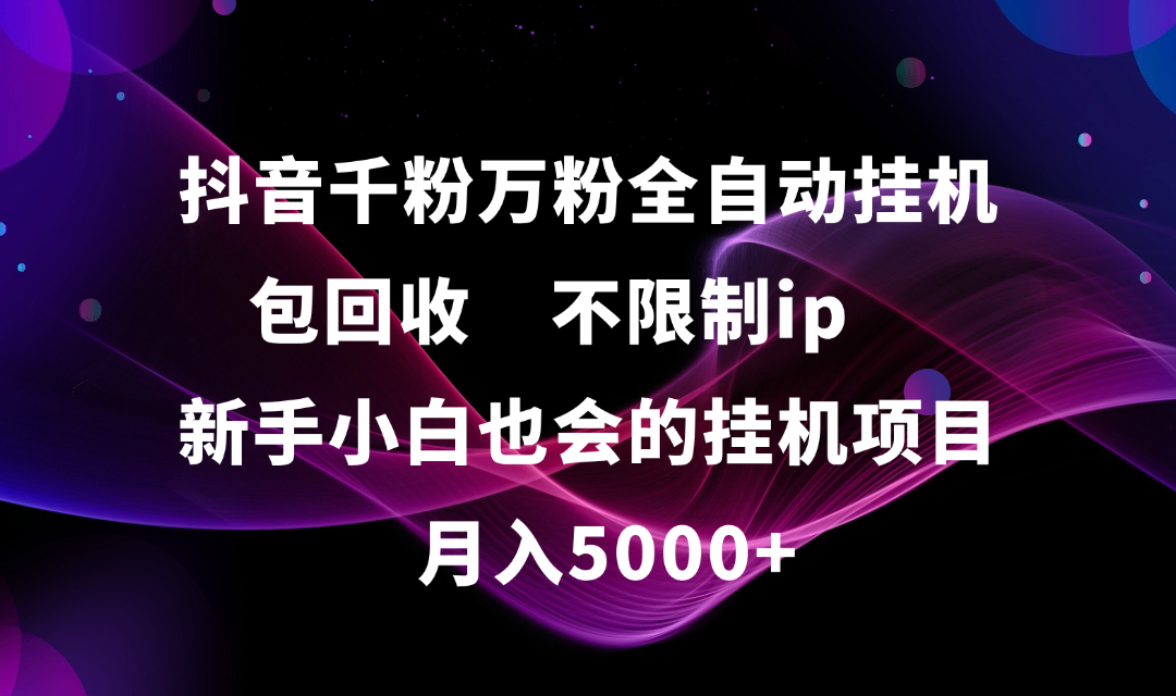 抖音千粉万粉全自动挂机，包回收，不限制ip，新手小白也会的批量挂机，月入5000+-荔枝网络