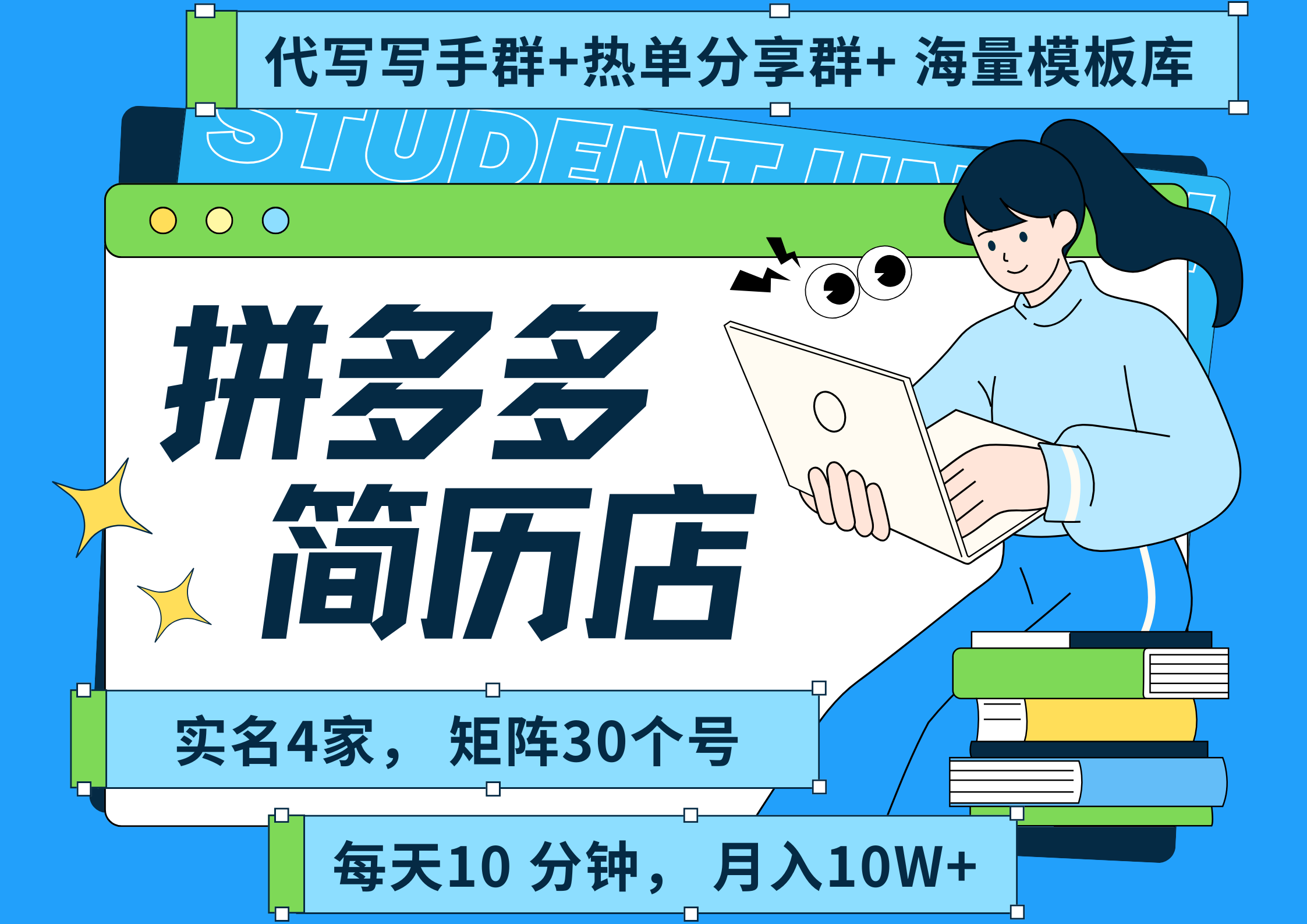 拼多多 虚拟资料 简历 海报代写 全SOP流程 毫无保留分享（含后端资料以及代写渠道）每天十分钟 每人实名四个店  矩阵30个账号  轻轻松松 月入10W-荔枝网络