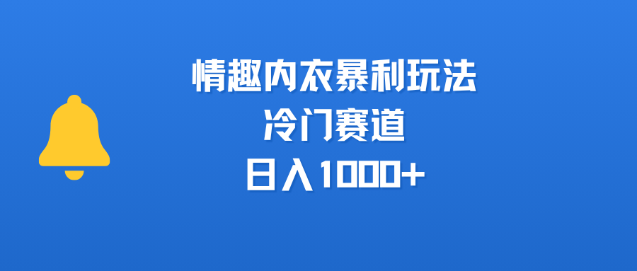 情趣内衣暴利玩法，冷门赛道，日入1000+-荔枝网络