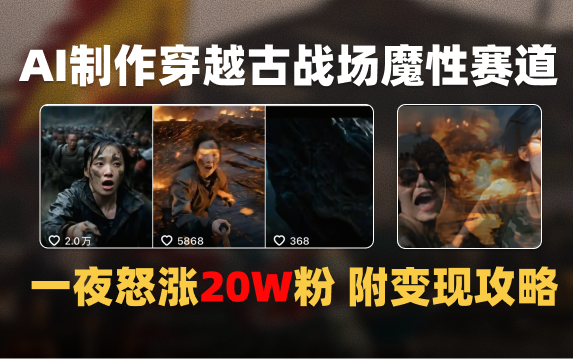 AI制作穿越古战场视频一夜涨粉20W保姆级教学（附AI变现指南）-荔枝网络