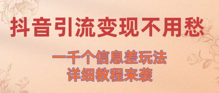 抖音引流变现不用愁！一千个信息差玩法详细教程来袭-荔枝网络