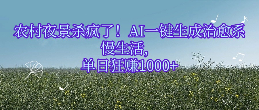 农村夜景杀疯了!AI一键生成治愈系慢生活,单日狂赚1000+-荔枝网络