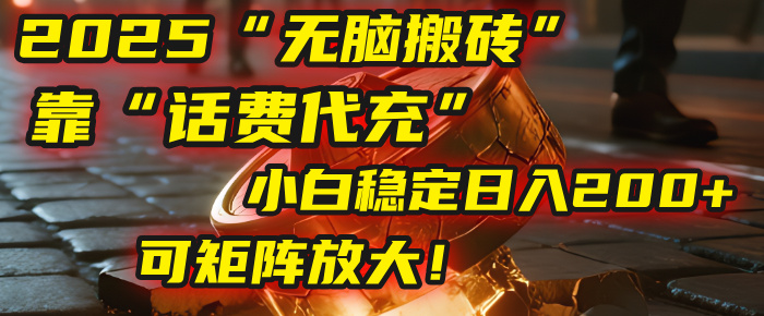 无脑搬砖项目:靠“话费代充”,小白稳定日入200+,可矩阵放大!-荔枝网络