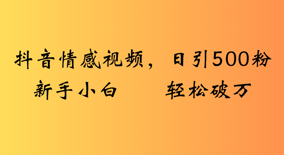 抖音情感视频,日引500粉新手小白轻松破万-荔枝网络
