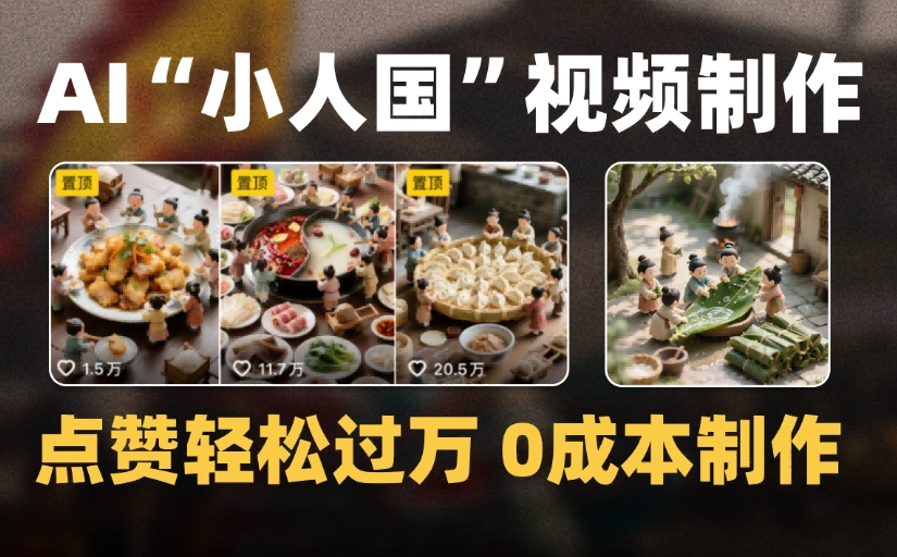 爆款1000W+微缩景观迷你小人国AI视频，0成本制作全流程教学-荔枝网络