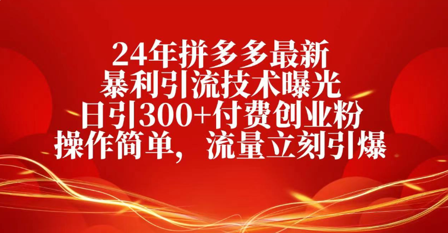 25年拼多多最新暴利引流技术曝光、日引300+付费创业粉操作简单,流量立刻引爆-荔枝网络