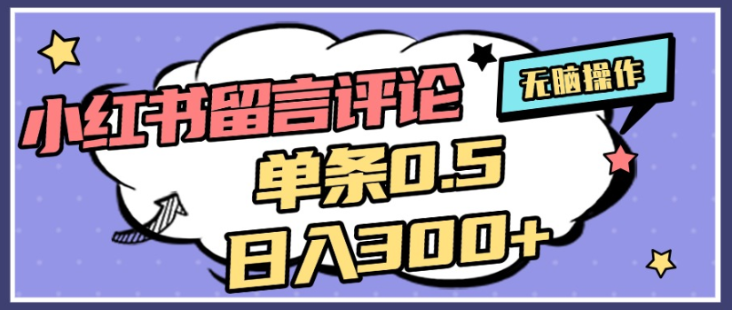 2025年最新小红书评论单条0.5元,日入300+,无上限,详细操作流程-荔枝网络