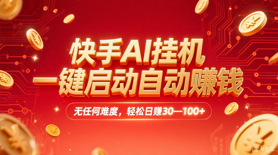 快手AI,一键启动自动赚钱 无任何难度,轻松一天30—100+-荔枝网络