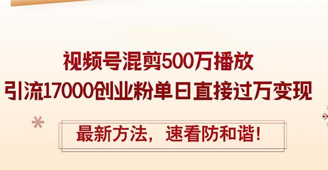 精华帖视频号混剪500万播放引流17000创业粉,单日直接过万变现,最新方...-荔枝网络